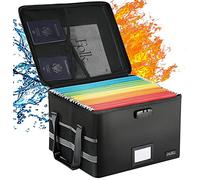 JALIELL Caja de archivos mejorada con cerradura, caja organizadora de documentos ignífuga con cremallera resistente al agua y asa ajustable, archivador plegable para colgar carpetas de