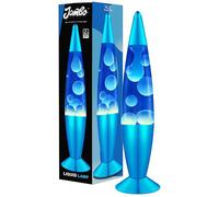 Jambo Hermosa lámpara de Movimiento líquido con Cera Que Fluye como Lava | Entretenimiento para Adultos, Adolescentes y niños (Base Azul, líquido Azul, Cera Blanca, 16")