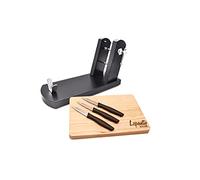 Jamonero Rioja Black, soporte jamonero fijo mas tabla de corte mas tres cuchillos arcos