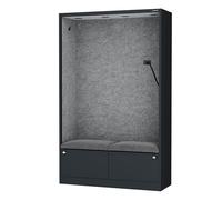 Jan Nowak Armario acústico con Dos Asientos Mueble fonoabsorbente para Oficina Colegio Open Space 185 x 115 x 40 cm Cabina silenciosa Paneles Pet USB C Dos cajones Zona concentración