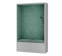 Jan Nowak Armario acústico con Dos Asientos Mueble fonoabsorbente para Oficina Colegio Open Space 185 x 115 x 40 cm Cabina silenciosa Paneles Pet USB C Dos cajones Zona concentración