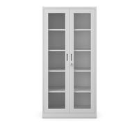 Jan Nowak Armario de Oficina Archivador C012 Armario Metálico Vitrina de Cristal 4 Estantes Pintura en Polvo Metal 185 cm x 90 cm x 40 cm (Gris)