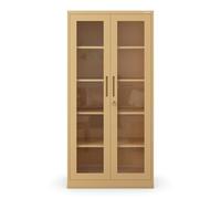 Jan Nowak Armario de Oficina Archivador C012 Armario Metálico Vitrina de Cristal 4 Estantes Pintura en Polvo Metal 185 cm x 90 cm x 40 cm Beige