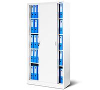 Jan Nowak Armario de Oficina con Puertas correderas Armario metálico 4 estantes Pintura en Polvo con Cerradura 185 cm x 90 cm x 40 cm (Blanco)