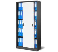 Jan Nowak Armario de Oficina con Puertas correderas Armario metálico 4 estantes Pintura en Polvo con Cerradura 185 cm x 90 cm x 40 cm
