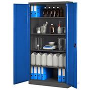 Jan Nowak Armario de Oficina XL C001H Archivador Armario de Herramientas Metálico 4 Estantes con Recubrimiento de Polvo Se Puede Cerrar 195 cm x 90 cm x 40 cm (Antracita-Azul)