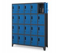 Jan Nowak Domator Taquilla Vestuario 5B4A Armario Metalico con 20 Compartimentos Ranuras de ventilación Pintura en Polvo 172 cm x 136 cm x 45 cm Antracita-Azul