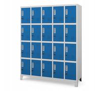 Jan Nowak Domator Taquilla Vestuario 5B4A Armario Metalico con 20 Compartimentos Ranuras de ventilación Pintura en Polvo 172 cm x 136 cm x 45 cm Gris Claro-Azul