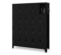 Jan Nowak Domator Taquilla Vestuario 5B4A Armario Metalico con 20 Compartimentos Ranuras de ventilación Pintura en Polvo 172 cm x 136 cm x 45 cm Negro