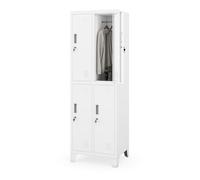 Jan Nowak taquilla metálica para Vestuario colectivo Armario de Acero con 4 Compartimentos Independientes Barra para Ropa ventilación portanombre y cerraduras Individuales 172 x 56 x 45 cm