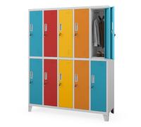 Jan Nowak taquillas metálicas Vestuario 10 Puertas con Cerradura Armario metálico con Barra ventilación Almacenamiento empleados Gimnasio Oficina Acero Resistente 172 x 136 x 45 cm