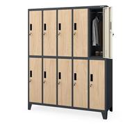 Jan Nowak taquillas metálicas Vestuario 10 Puertas con Cerradura Armario metálico con Barra ventilación Almacenamiento empleados Gimnasio Oficina Acero Resistente 172 x 136 x 45 cm