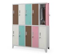 Jan Nowak taquillas metálicas Vestuario 10 Puertas con Cerradura Armario metálico con Barra ventilación Almacenamiento empleados Gimnasio Oficina Acero Resistente 172 x 136 x 45 cm