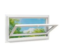 JANASSE Ventana de sótano de 32 x 14 pulgadas, ventana de baño de vinilo blanco