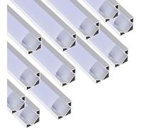 Jandei - 12 x Perfiles Aluminio Gris 1 Metro. Canal Forma V para Instalación de Tiras LED en Esquinas, Difusor Semitransparente. Incluye Tapas y Clips Montaje - 18,2mm x 18,2mm x 1m (Pack 12 uds)