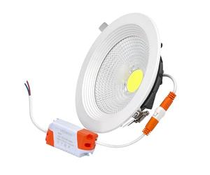 Jandei - 1x Downlight LED COB Empotrable 10W (equivalente 60W), Foco Redondo Marco Blanco, 128x47mm (Orificio Corte 100-105mm), 900 Lumen, IP44. Ideal Baños y Cocinas (Luz Natural 4200k)