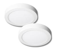 Jandei - 2 x Downlight LED 24W Redondo De Superficie Luz Blanca Fría 6000K, Aluminio Aro Blanco Mate. Perfecto para Salón, Dormitorio, Oficina, Pasillo, Casa.