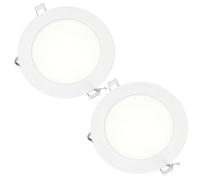 Jandei - 2 x Downlight LED Panel Extraplano Redondo, Iluminación 9W, Interior para Oficina, Pasillos, Casa, Taller (Blanco Frío 6000K), Fuente de Alimentación incluida. Ahorro de energía.