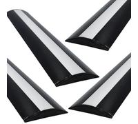Jandei - 4 x 1 Metro de Perfiles Aluminio Forma Curva para Tiras LED, Difusor Semitransparente, Tapas Finales. Instalación en Pared, Techo, Muebles - 52mm ancho x 7,5mm alto (Negro)