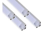 Jandei - 4x Perfiles Aluminio en Tramos de 1 Metro, Forma V para Instalación de Tira LED en Esquinas a 90º, Difusor Semitransparente, Tapas y Clips Montaje. Medida 18,2mmx18,2mmx1m (Gris)