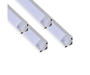 Jandei - 4x Perfiles Aluminio en Tramos de 1 Metro, Forma V para Instalación de Tira LED en Esquinas a 90º, Difusor Semitransparente, Tapas y Clips Montaje. Medida 18,2mmx18,2mmx1m (Gris)