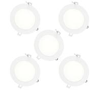 Jandei -5 x Downlight LED Panel Extraplano Redondo, Iluminación 9W, Interior para Oficina, Pasillos, Casa, Taller, Dormitorio (Blanco neuto 4200K), Fuente De Alimentación Incluida. Ahorro de energía.