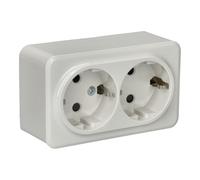 Jandei - Base de Enchufe Schuko para Instalación en Superficie, Doble o Individual, con Tierra y Alta Durabilidad en Policarbonato