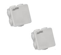 Jandei - Caja de Montaje en Superficie, Cuadrada 85x85x50mm, IP54 Instalación en Interior/Exterior, 7 entradas. Ideal para Aplicaciones Residenciales, Comerciales o Industriales.