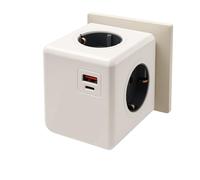 Jandei - Cubo Enchufe USB 6 en 1, 16A 3680W, Ladrón Adaptador Múltiple con 4 Tomas Regleta,1 USB A 1 USB C, Enchufe Multiple Pared para Oficina, Cocina y Habitación