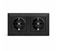 Jandei - Doble Enchufe Schuko 2P+T 16A, 230V, Decoración Elegante Pared Interior, Fácil de Instalar, Incluye Marco y Mecanismo, Policarbonato Color Negro