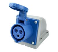 Jandei - Enchufe Base Conector de Potencia, Toma industrial 2P+E 6H 200-250 Vac IP44 (Hembra Pared 16A)