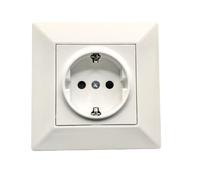 Jandei - Enchufe Schuko 2P+T 16A, Decoración Elegante Pared Interior, Fácil de Instalar, Incluye Marco y Mecanismo, Policarbonato Color Blanco