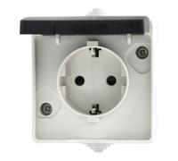 Jandei - Enchufe Schuko Individual o Doble con Toma de Tierra, IP54 a Prueba de Agua, Instalación en Superficie para Exteriores, con Tapa Negra