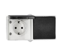 Jandei - Enchufe Schuko + Interruptor 2 Circuitos para Colocación en Superficie, Material Alta resistencia, Protección Humedad IP54