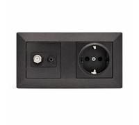 Jandei - Enchufes Schuko 2P+T 16A 230v e Interruptor Conmutador / Doble Interruptor Conmutador / Enchufe SAT TV + TV Socket (Modelo A Elegir). Fabricado en Policarbonato Color Negro