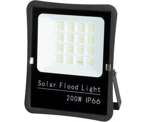 Jandei - Foco Proyector Solar 192 Leds, Incluye Panel Separado con Batería de Litio, Mando Distancia, Tono de Luz Fría 6500k. Protección IP65 Apto para Instalación en Exteriores