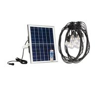 Jandei - Guirnalda Solar Exterior 20 Bombillas ST64 E27, Panel Solar 35x23cm Separado y 20 Metros con Mando Incluido. Blanco Cálido 3000K,Impermeable Cadena de Luces para Jardín, Patio, Negocio...