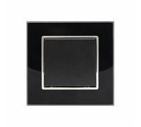 Jandei - Interruptor Conmutador, 230V, Decoración Elegante Pared Interior, Fácil de Instalar, Incluye Marco, Tapa y Mecanismo, Cristal Templado Negro
