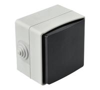 Jandei - Interruptor Dos Circuitos 10A 250V, Estanco para Exterior Resistente Al Agua IP54 - Color Negro. Medidas 87x73x57mm