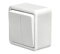 Jandei - Interruptor Modelos Individual o Doble, 2 Circuitos, Colocación en Superficie, Fabricado en Policarbonato Blanco