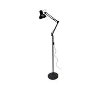 Jandei - Lámpara de pie con brazo, Articulado y cabezal orientable, diseño moderno, Cable de 170 cm con Interruptor, Compatible con Bombilla E27, 240V, IP20 para Interior (Negra)