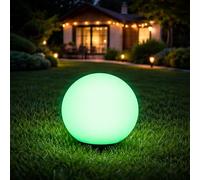 Jandei - Lámpara, Esfera LED RGB Solar, IP67, Recargable, con control remoto. Incluye mando y estaca. Perfecta para jardín, eventos, casas. (Diámetro: 20 cm)