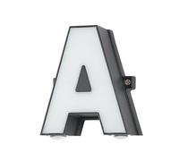 Jandei - Letra Luminosa LED 12W, Aplique Pared con Luz Cálida 3000K, 220V, IP54 para Decoración Interior y Exterior, Fabricada en Aluminio Acabado Negro. Ideal para Iluminación Hogar y Negocio (A)