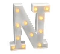 Jandei - Letras LED Iluminadas, Letra N con Luz Blanca Cálida, Luces Led Decoración y Ambiente, Luz Nocturna Bodas, Cumpleaños, Escaparates, Números y Letras con Luces (Funcionan con Pilas)