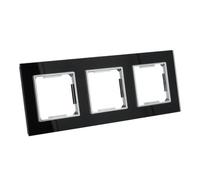 Jandei - Marco de 3 Módulos Cristal Templado, para Instalaciones de Mécanismos Estándar, Interruptores, Enchufes... (Negro)