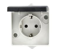 Jandei - Mecanismo Superficie Estanco para Exterior, Resistente al agua (IP54), Tapa Color Negro (Enchufe Schuko)