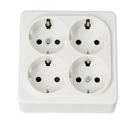 Jandei - Mecanismo Superficie Policarbonato Blanco, 16A 250V (Cuádruple Enchufe Schuko)