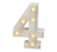 Jandei - Números Luminosos LED, Número 4 con Luz Blanca Cálida, Luces Led Decoración y Ambiente, Luz Nocturna Bodas, Cumpleaños, Escaparates, Números y Letras con Luces (Funcionan con Pilas)