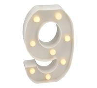 Jandei - Números Luminosos LED, Número 9 con Luz Blanca Cálida, Luces Led Decoración y Ambiente, Luz Nocturna Bodas, Cumpleaños, Escaparates, Números y Letras con Luces (Funcionan con Pilas)