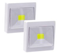 Jandei - Pack 2 x Luz a Pilas Led con Pulsador, 110-120 Lúmenes. Iluminación Auxiliar Habitación, Salón, Armario, Pared - (Incluye Velcro y Tornillos)